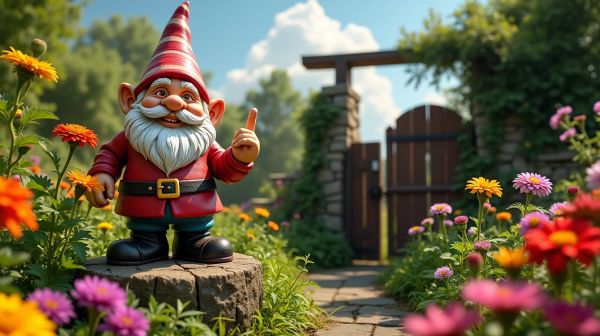 Ajoutez une touche humoristique avec un nain de jardin doigt d'honneur
