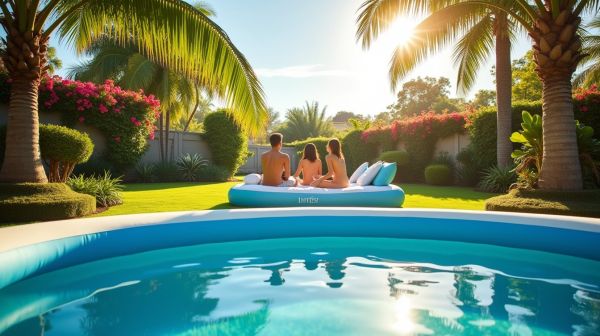 Réservoir de plaisir avec les piscines et matelas Intex